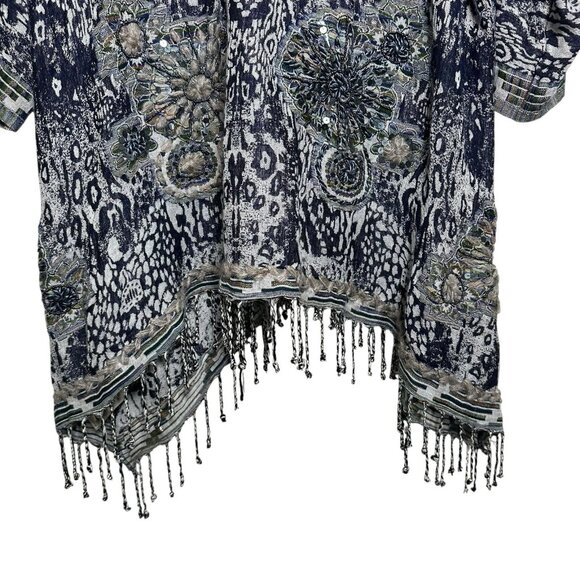 Soft Surroundings Kimono S/M Emory Cardi Embroidered Cardigan Poncho Topper NEW - Picture 10 of 14
